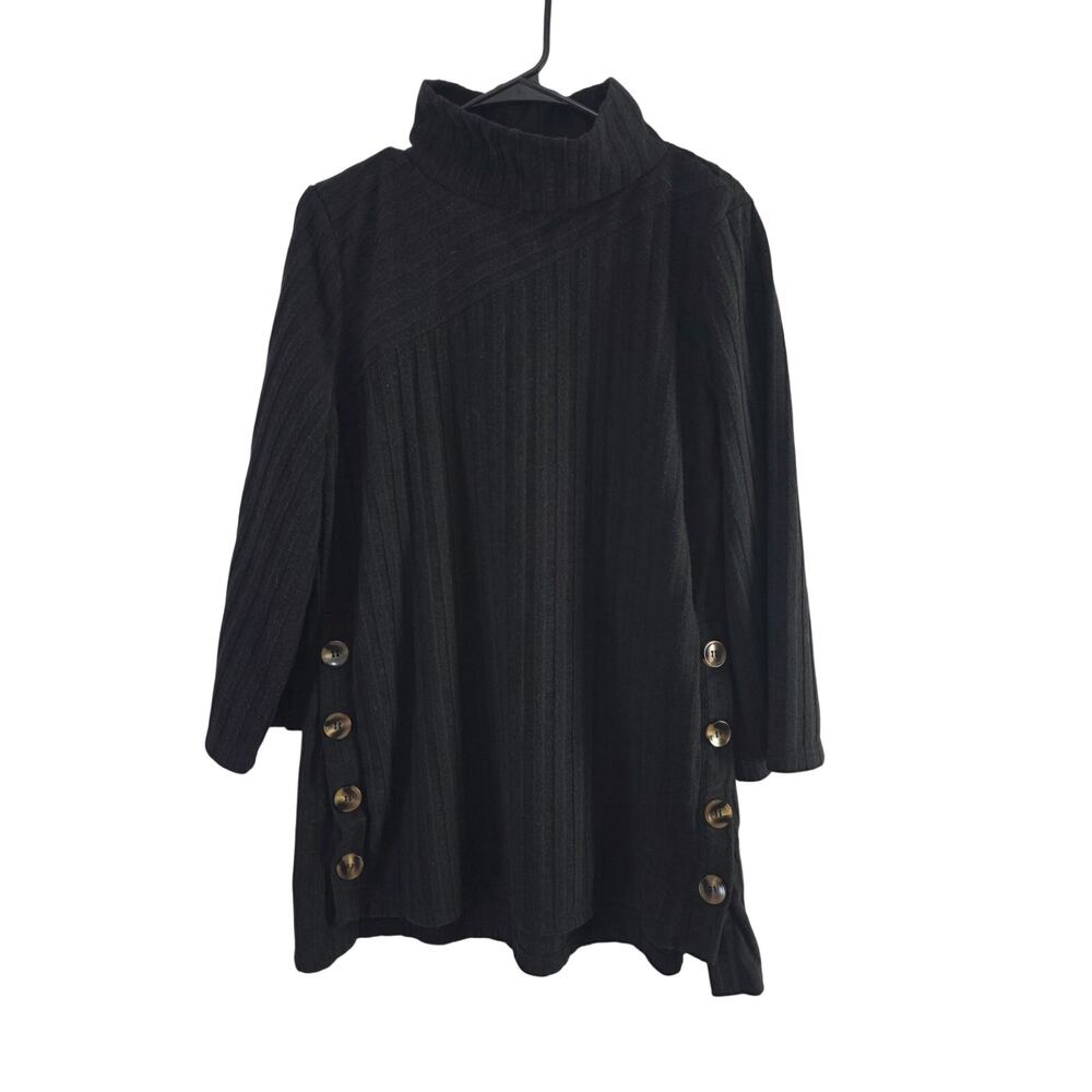 North‎ Style Mock Neck Lagen Look Tunic Top XL Womens Black Long Sleeev Pullover